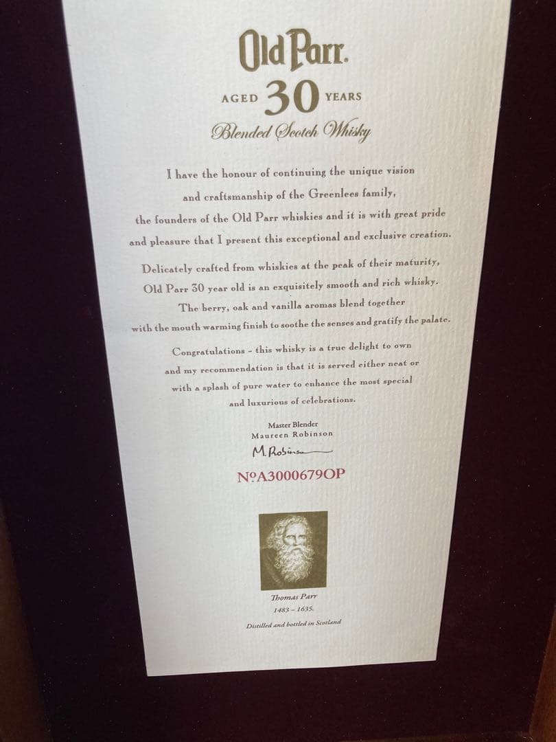 old parr 30年木箱入り　古酒希少品　16年熟成
