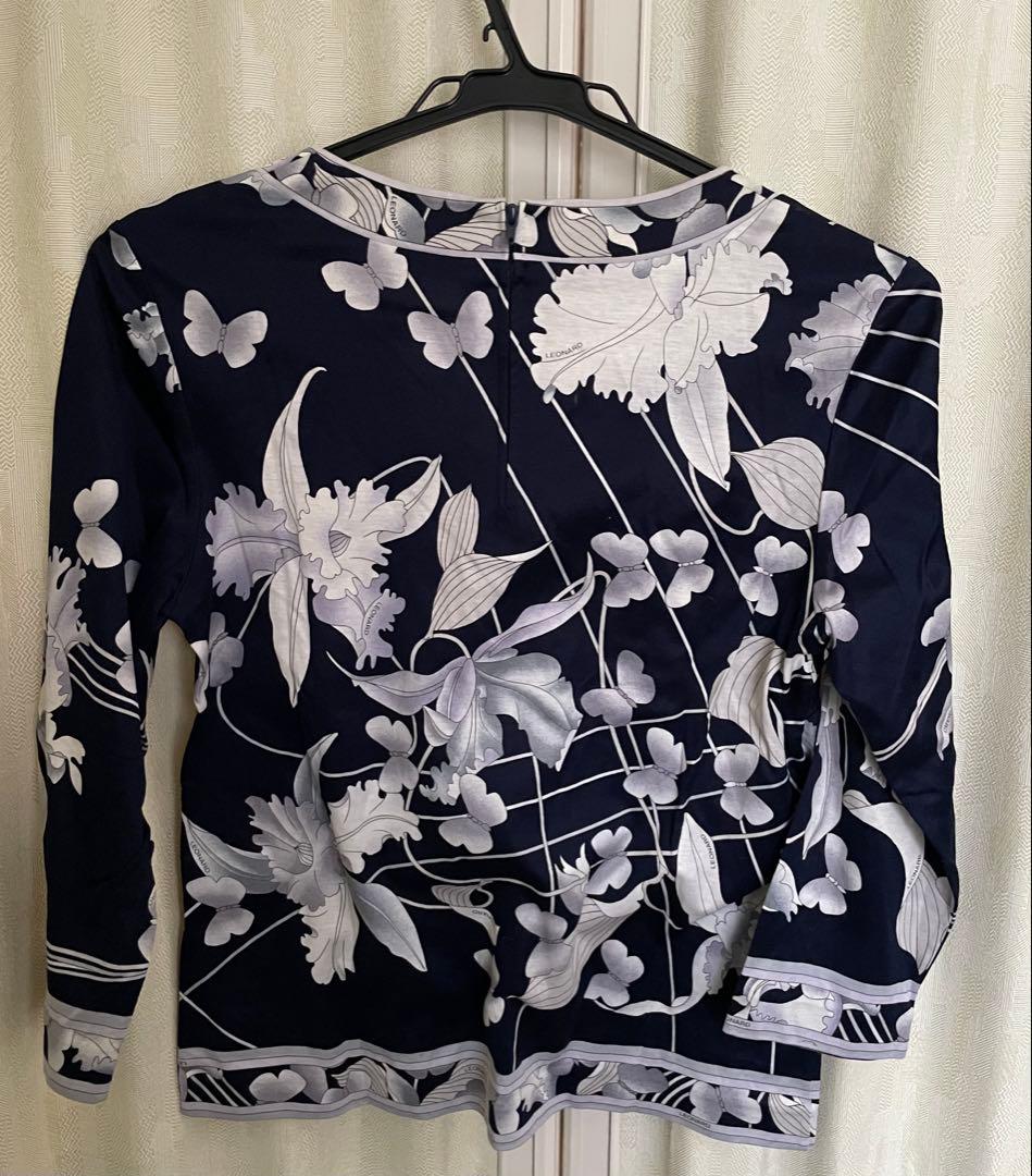 LEONARD FASHION ネイビー花柄五分袖チュニック