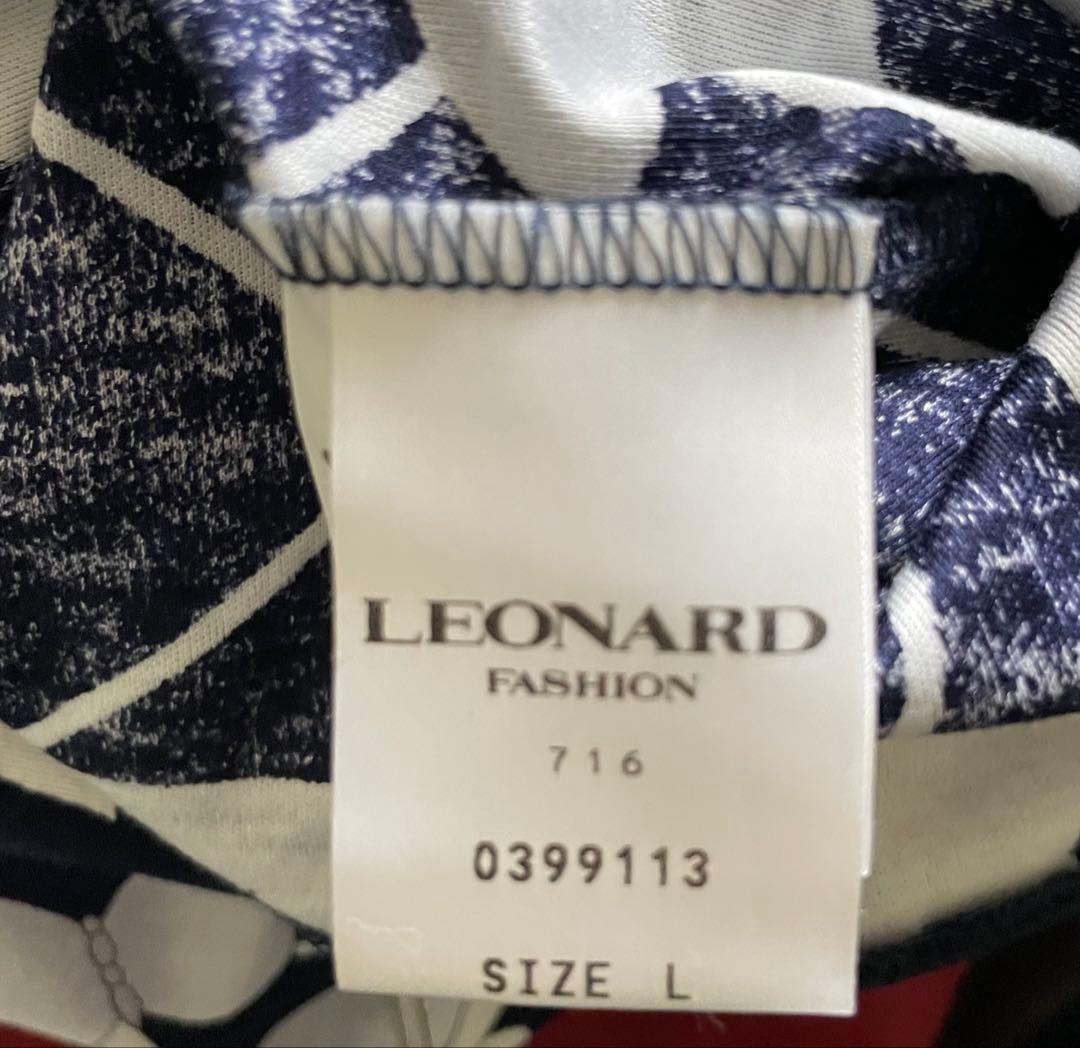 LEONARD FASHION ネイビー花柄五分袖チュニック