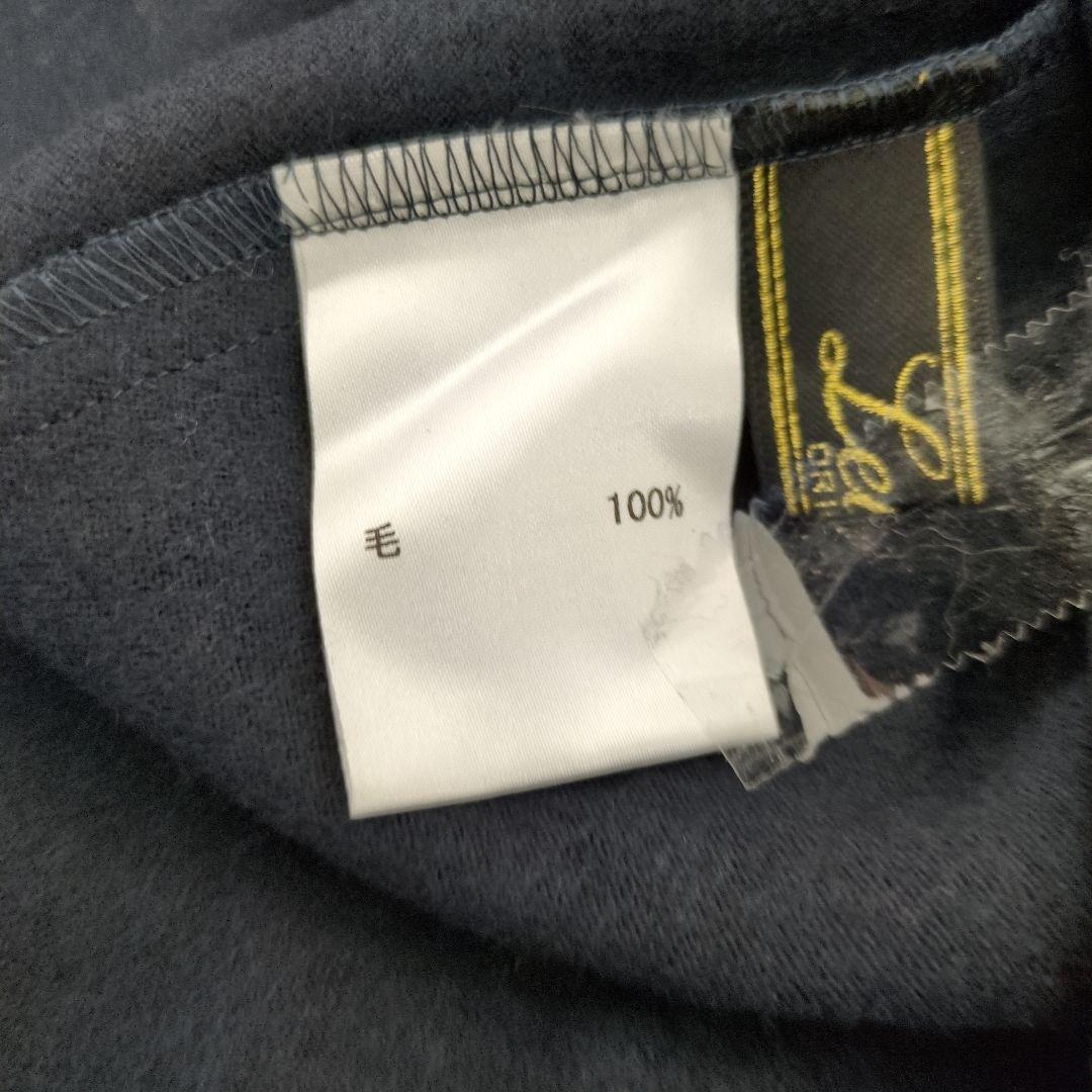 紺色、毛100パ-セントチュニック