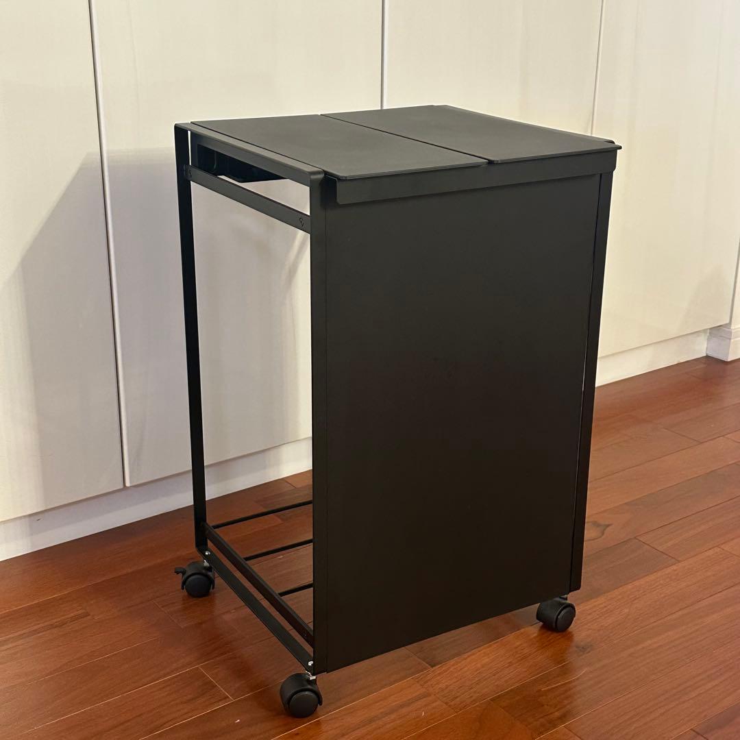 山崎実業　tower タワー　ダストワゴン　ふた付き　ブラック　目隠し　ゴミ箱