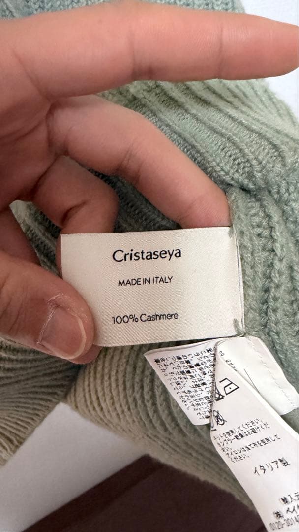 クリスタセヤ 100% Cashmere Ribbed Knit XL ミント