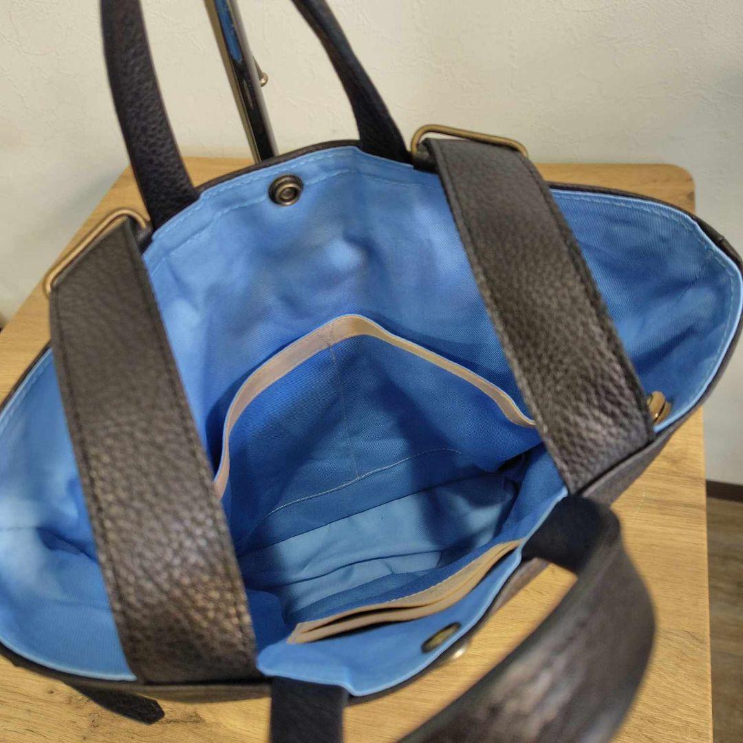 ミナペルホネン/thoroughbredサラブレットネイビー/牛革A4トートリュ