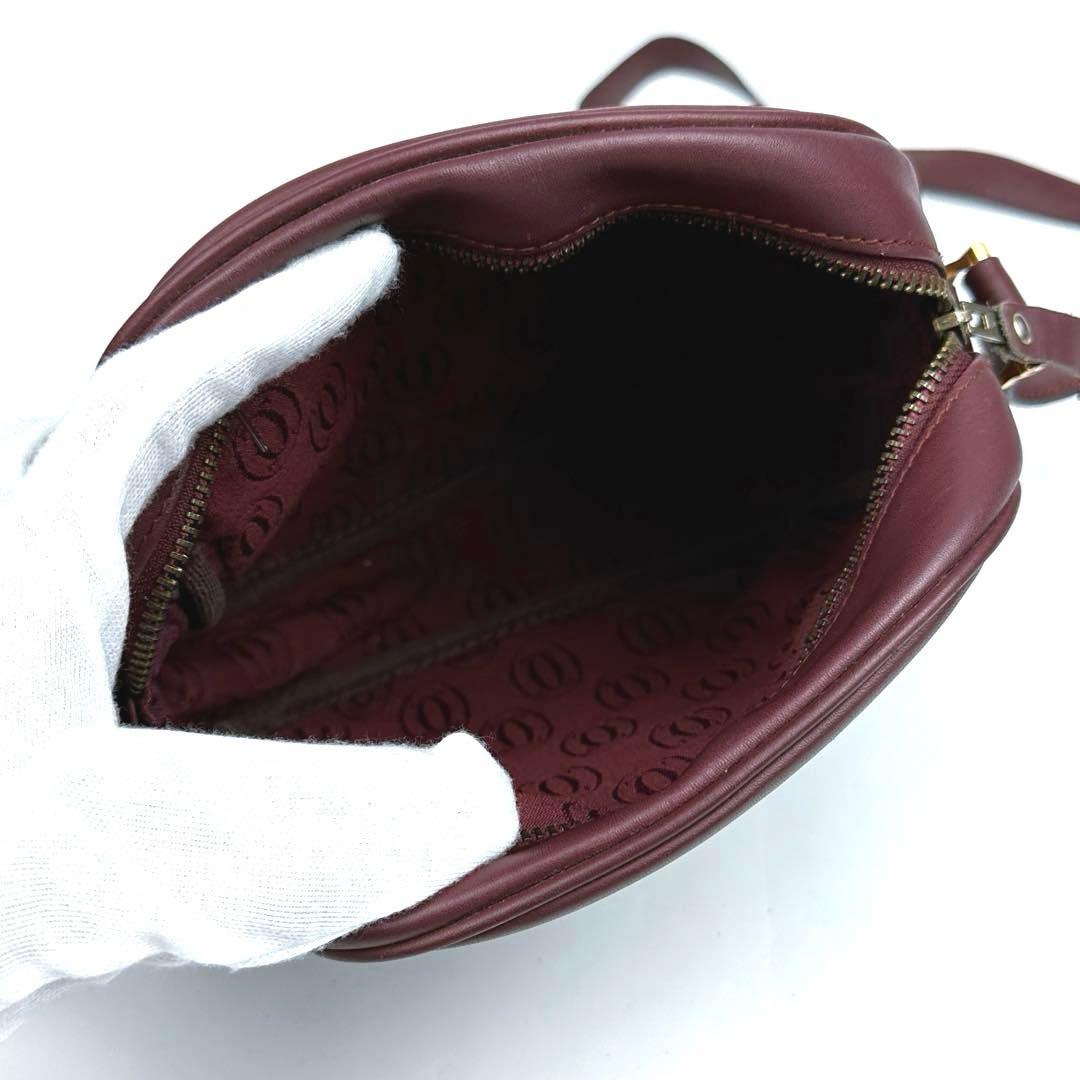 美品 カルティエ マストライン ショルダーバッグ ゴールド金具 裏地総柄 レザー