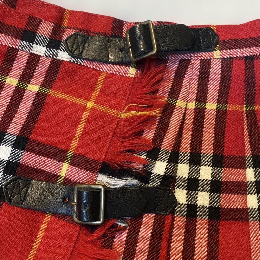 バーバリーブルーレーベル ノバチェック プリーツスカート ミニスカート フリンジ