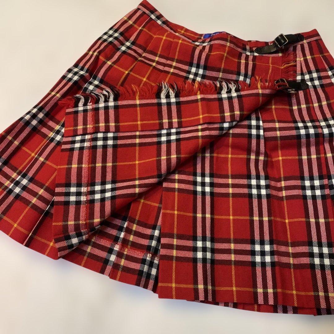 バーバリーブルーレーベル ノバチェック プリーツスカート ミニスカート フリンジ