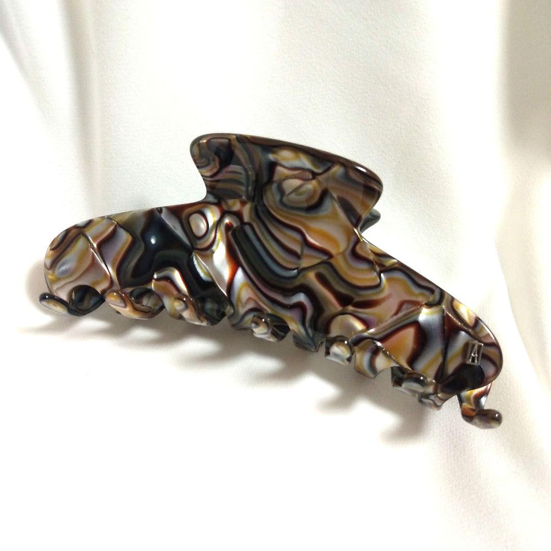 新品未使用品☆アレクサンドルドゥパリ☆ブラウン系マーブルヘアクリップ L