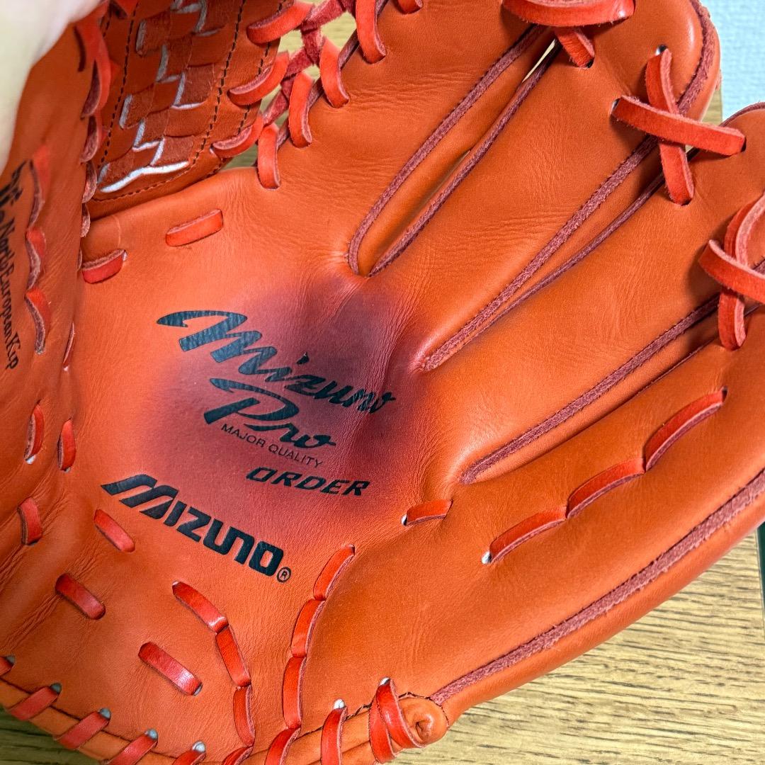 ミズノプロ　グローブ Mizuno Pro オレンジ サイン入り　V3