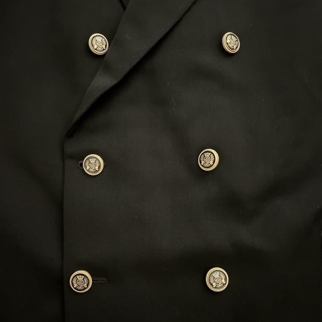 極上 漆黒ウール 黒金ボタン ダブルスーツ Christian Diorネクタイ