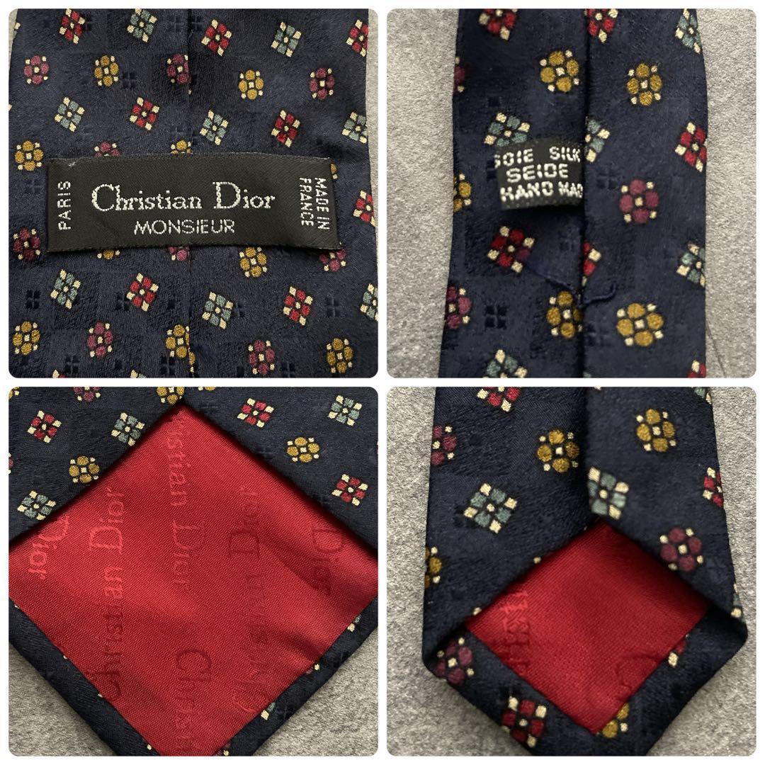 極上 漆黒ウール 黒金ボタン ダブルスーツ Christian Diorネクタイ
