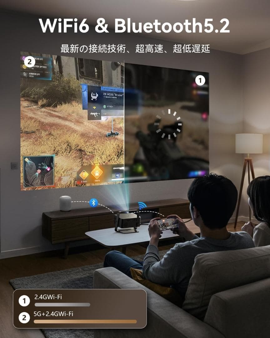 プロジェクター本体 ネイティブ1080P 4k対応 台形補正 小型軽量 天井