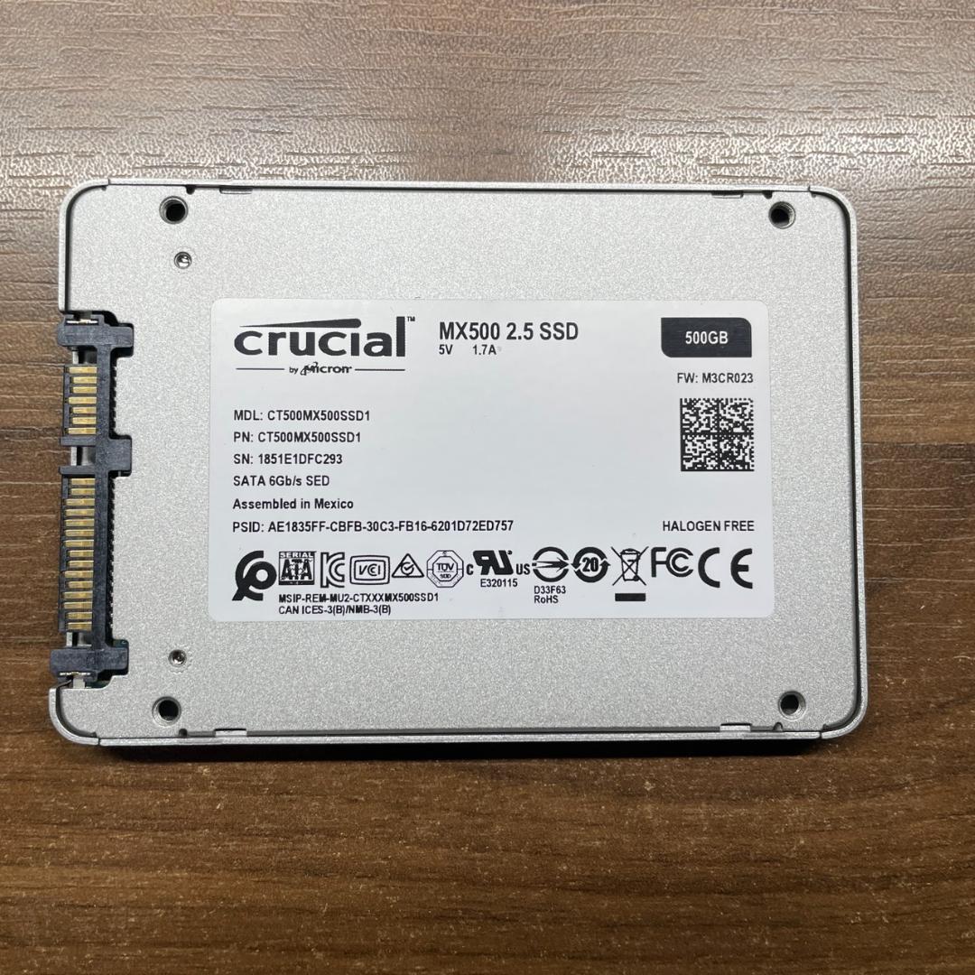 Crucial MX500 500GB SSD｜健康99%・DBAN消去済