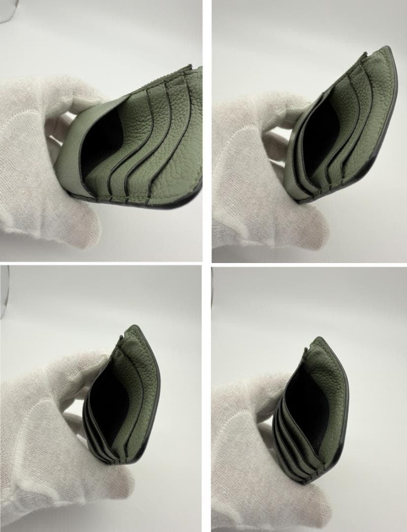 鑑定済み◇LOEWE◇カードホルダー グリーン 本革 カードケース