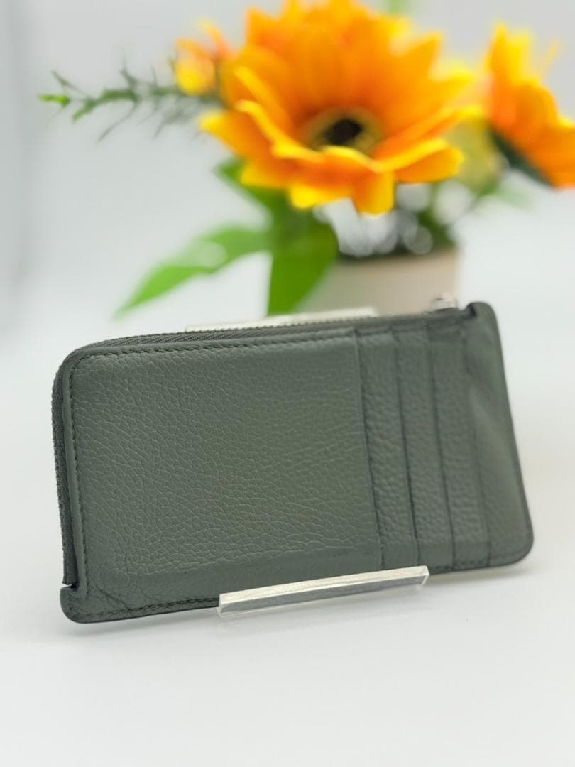 鑑定済み◇LOEWE◇カードホルダー グリーン 本革 カードケース