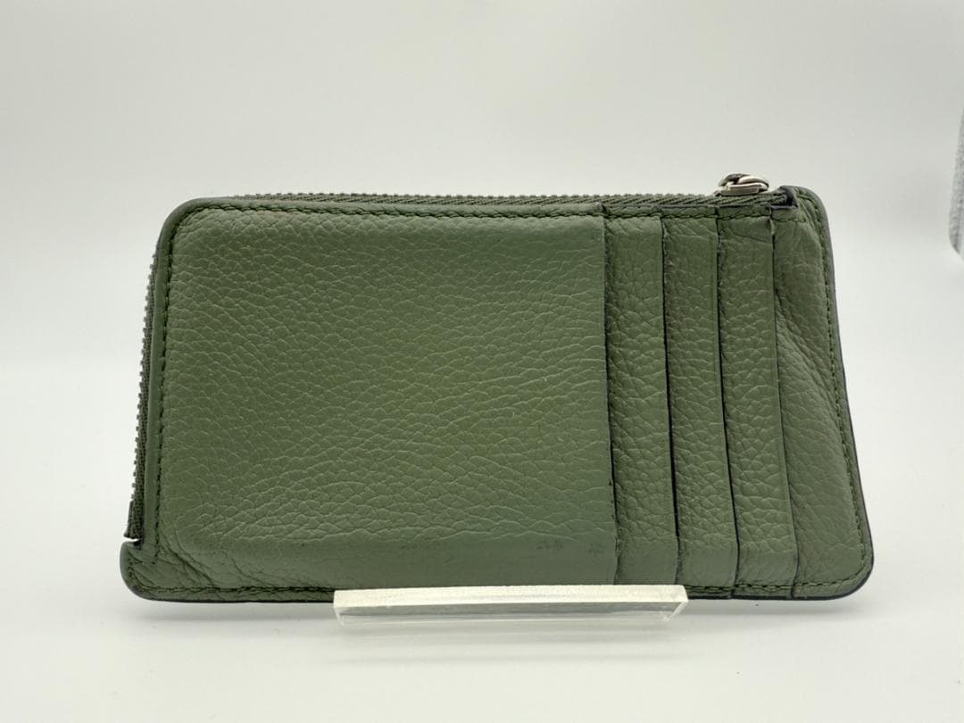 鑑定済み◇LOEWE◇カードホルダー グリーン 本革 カードケース