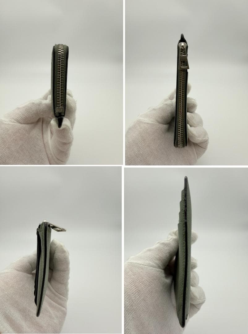 鑑定済み◇LOEWE◇カードホルダー グリーン 本革 カードケース