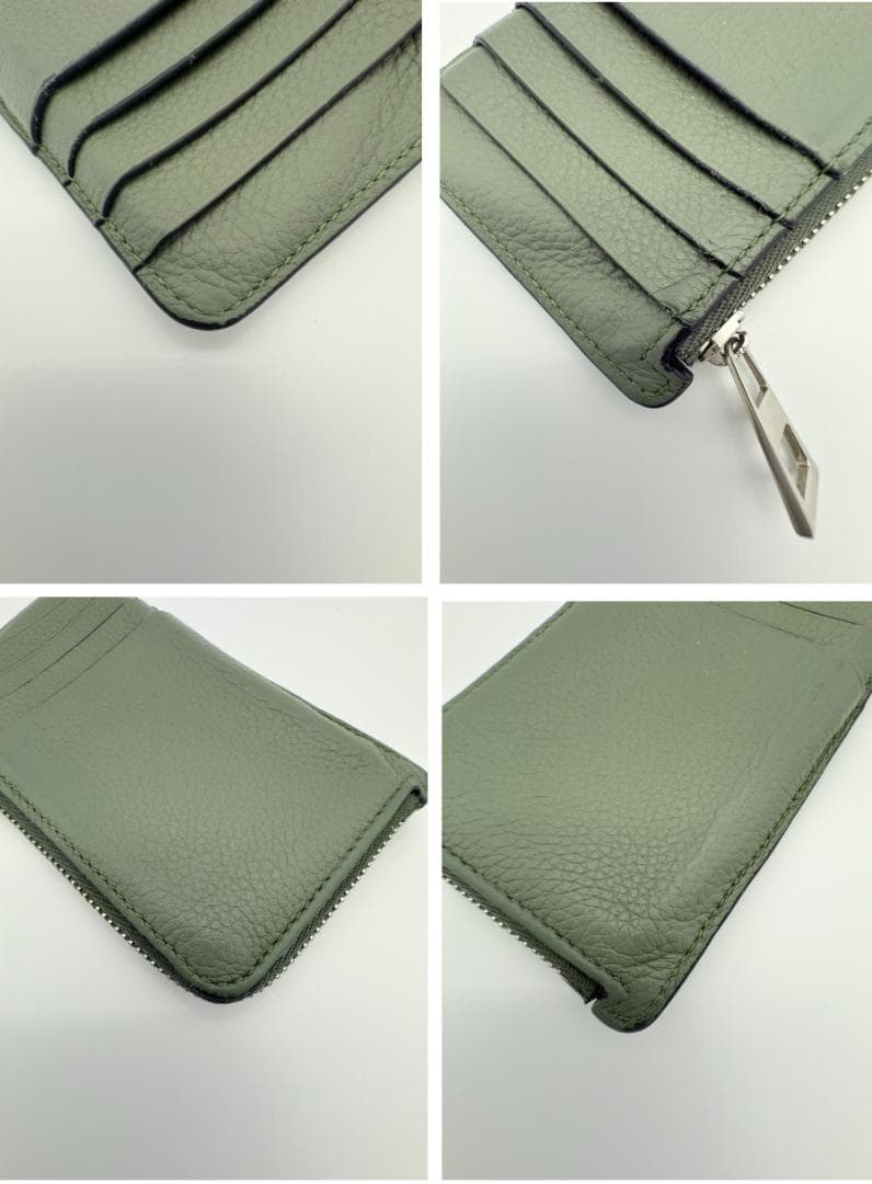 鑑定済み◇LOEWE◇カードホルダー グリーン 本革 カードケース
