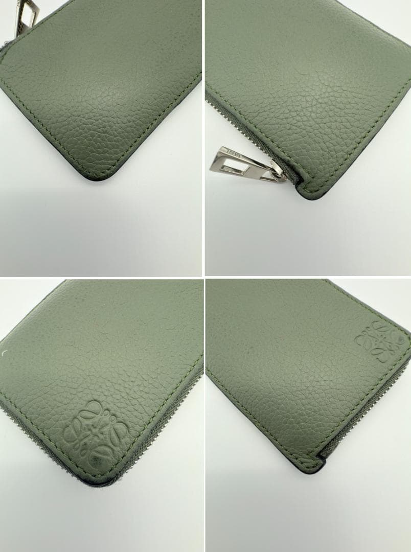 鑑定済み◇LOEWE◇カードホルダー グリーン 本革 カードケース
