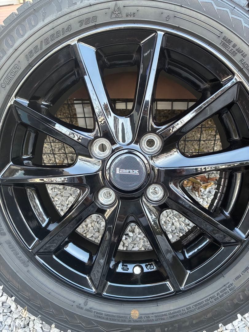 スタッドレス　GOODYEAR 14インチ ブリヂストンブラックホイールセット