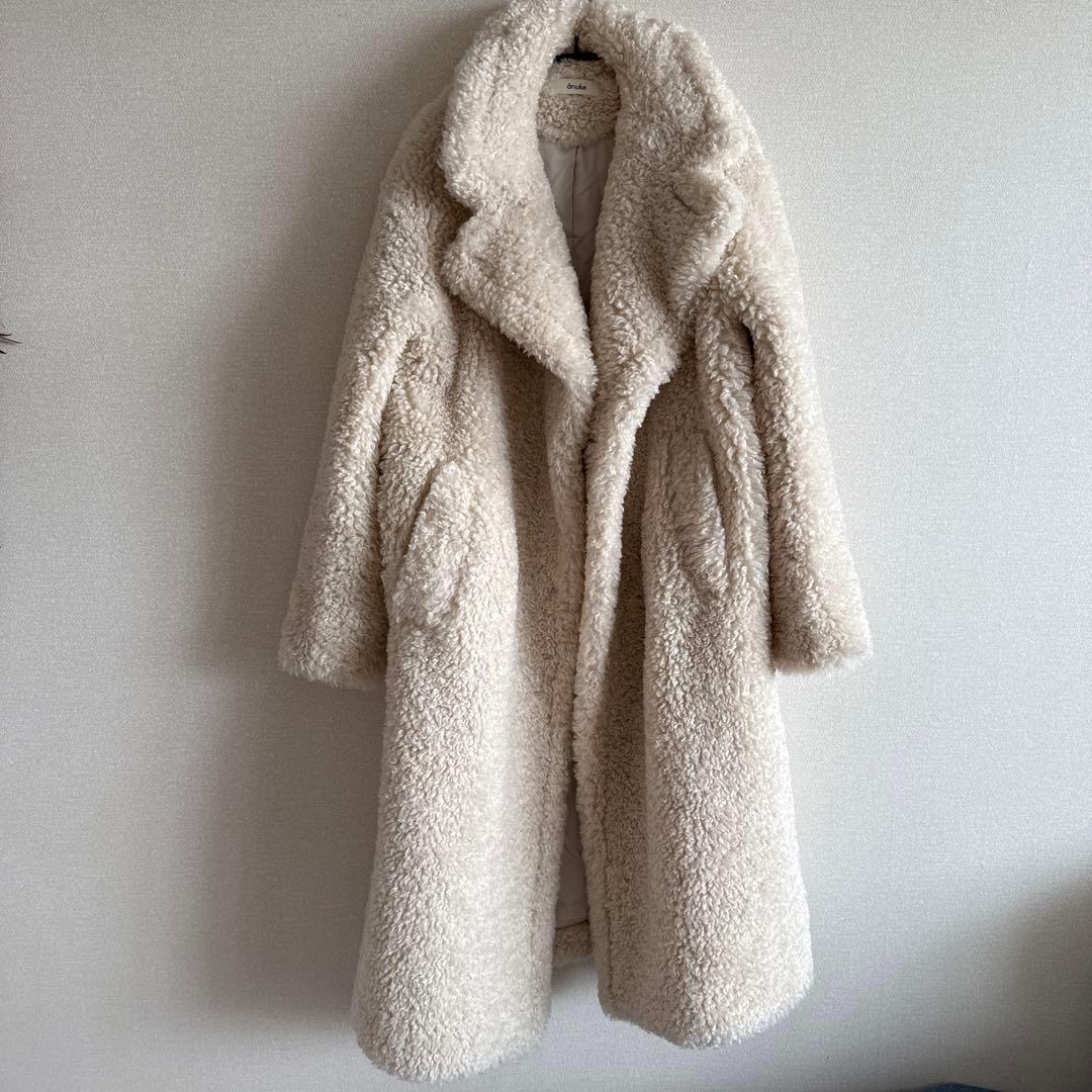 anuke アイボリー ボア　Ecofur Over Coat 完売品
