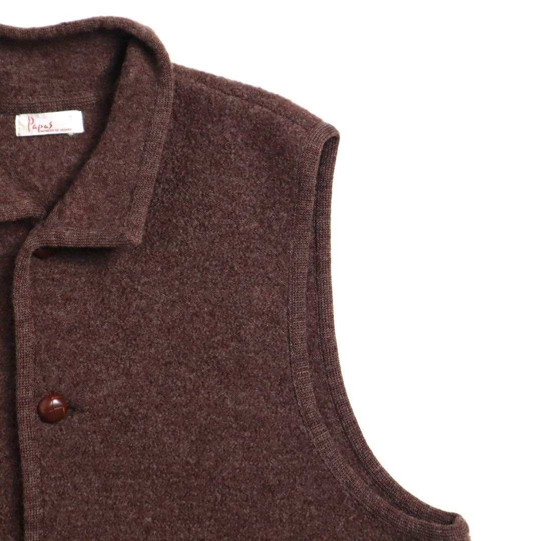 Papas 圧縮ウール クルミ釦 胡桃 クルミボタン 縮絨 ウールベスト