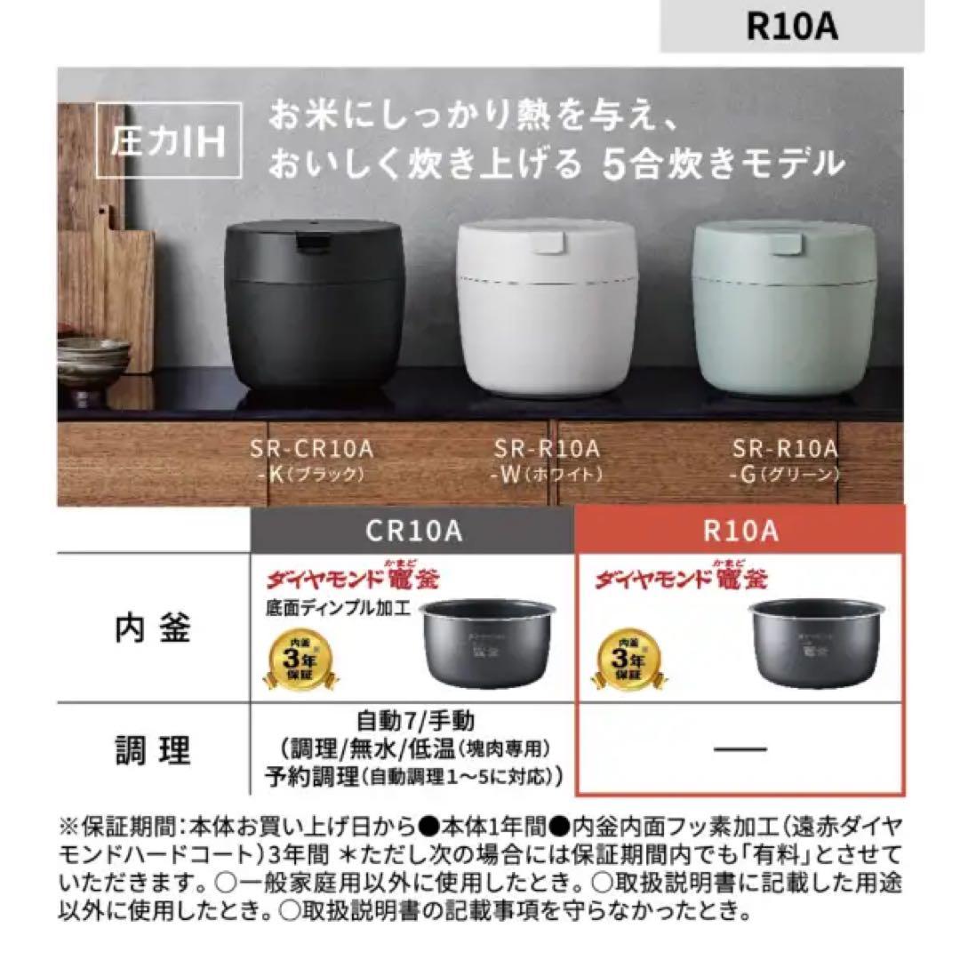 【新品】Panasonic圧力IH炊飯器 SR-R10A ホワイト　コンパクト