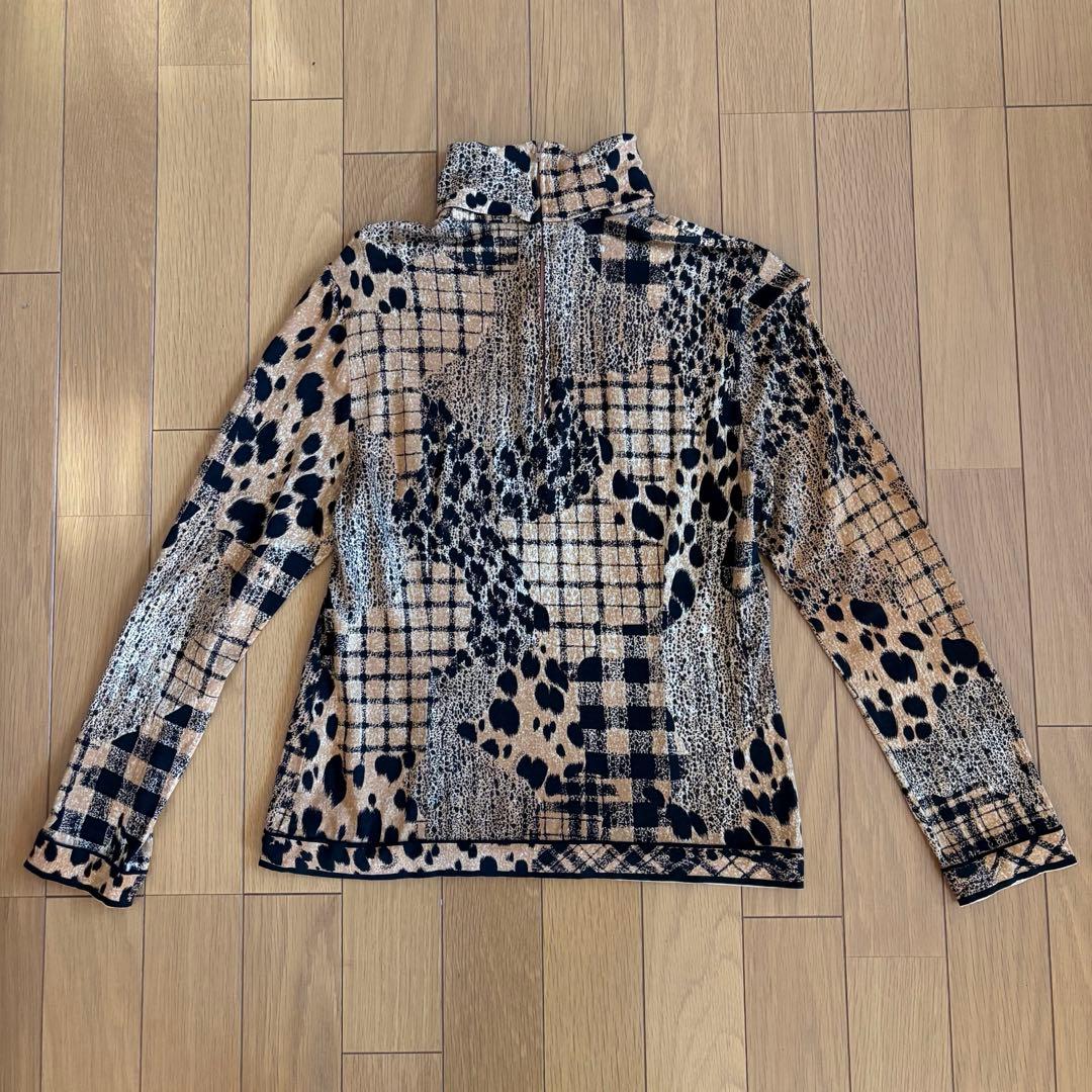 レオナール シルク混ハイネック長袖トップス 豹柄