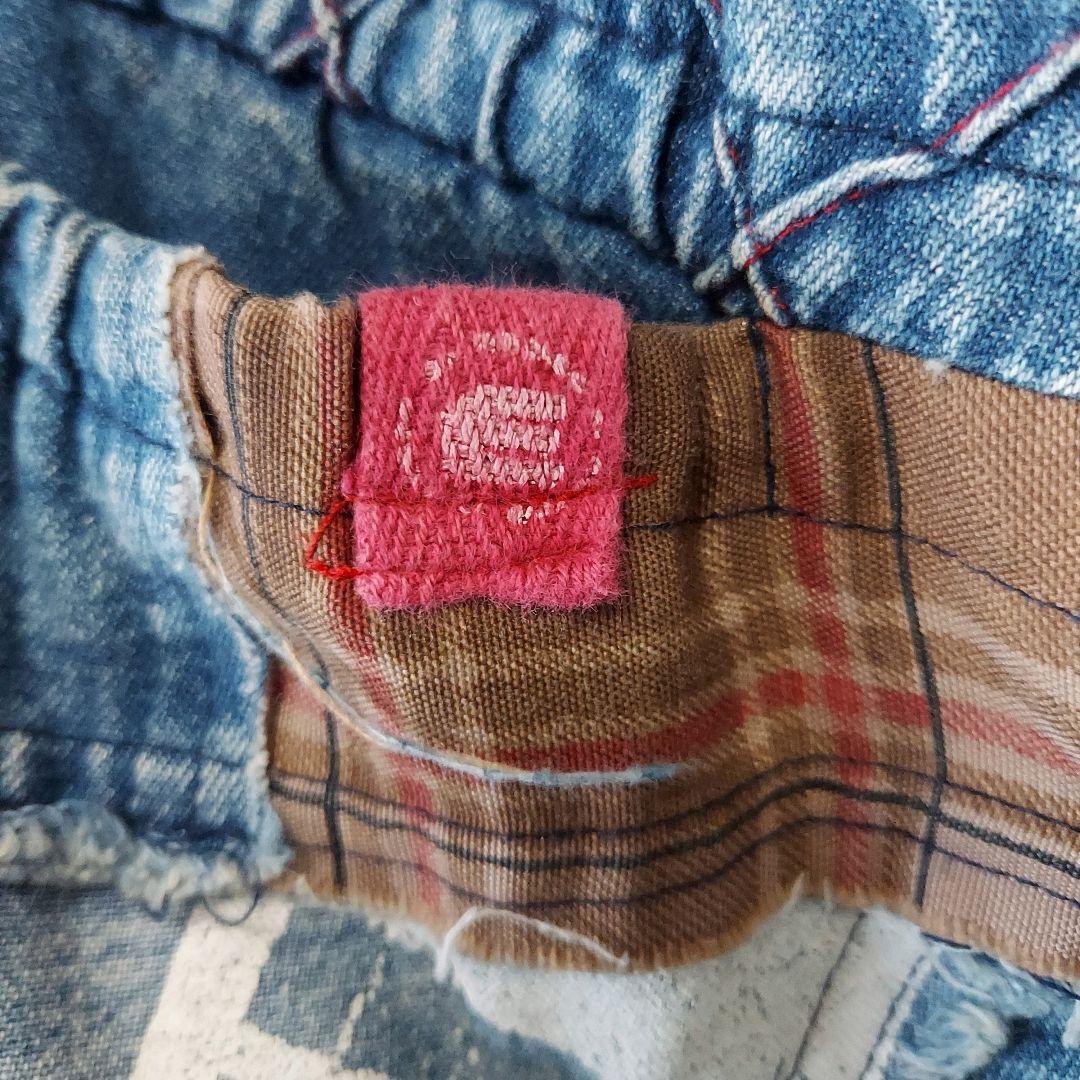 エルロデオ ELRODEO パッチワーク デニムダンガリー サルエルパンツ 青