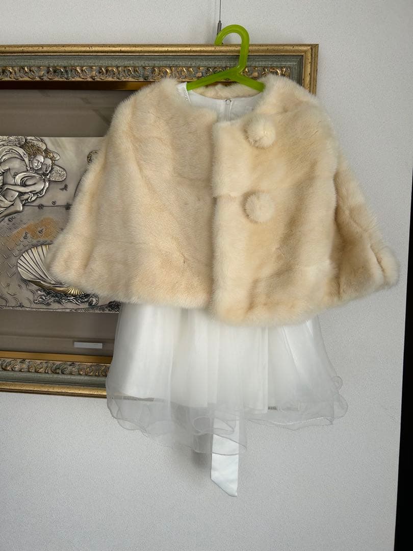 子供用　本物ミンクファー　ケープコート