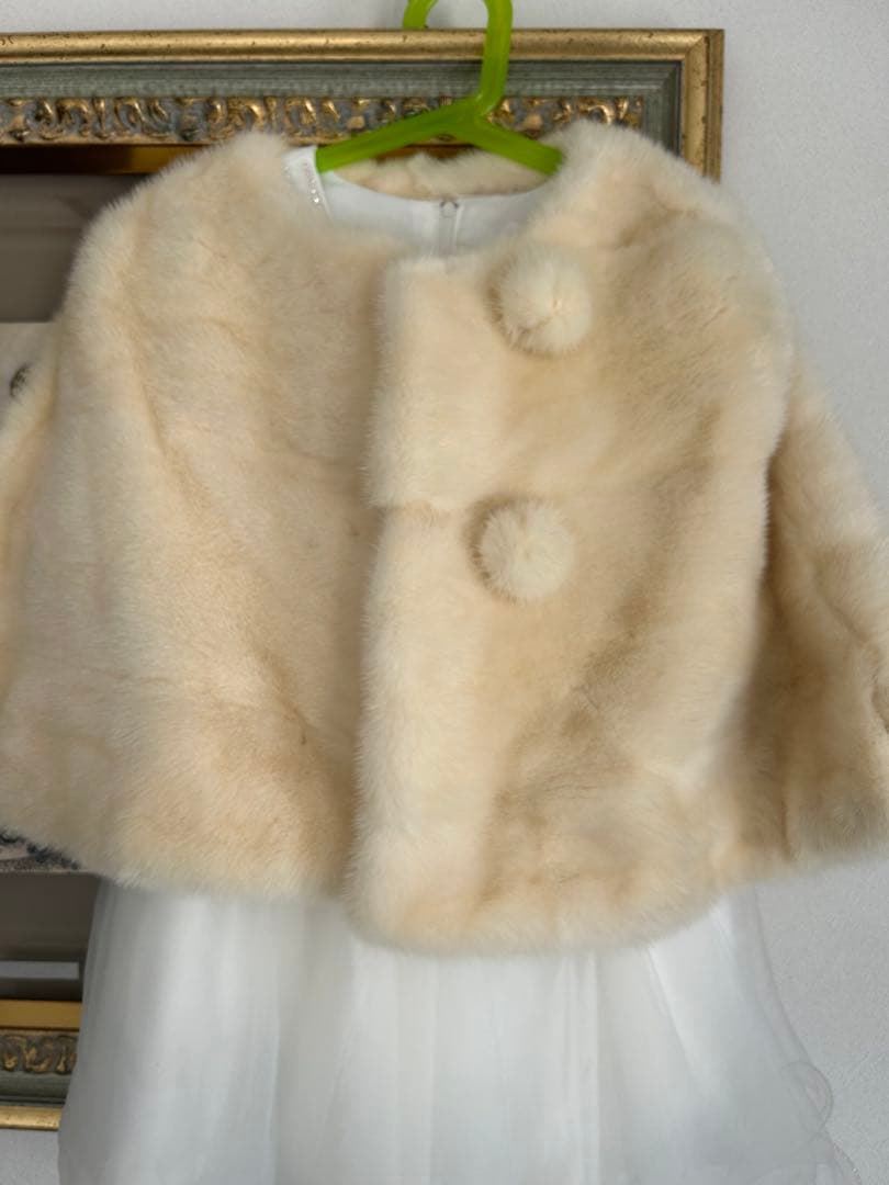 子供用　本物ミンクファー　ケープコート