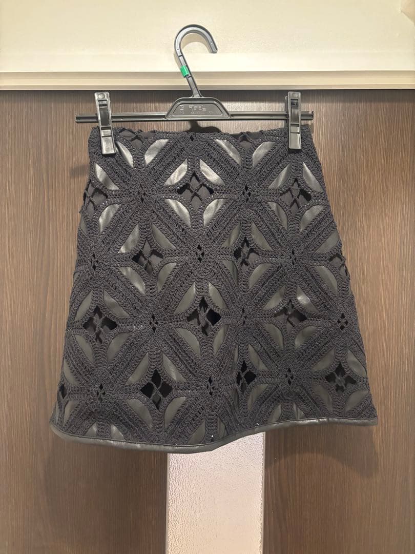 スカート Ameri FAKE LEATHER CUT WORK SKIRT