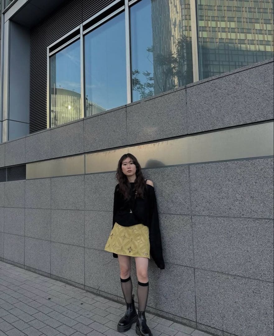 スカート Ameri FAKE LEATHER CUT WORK SKIRT