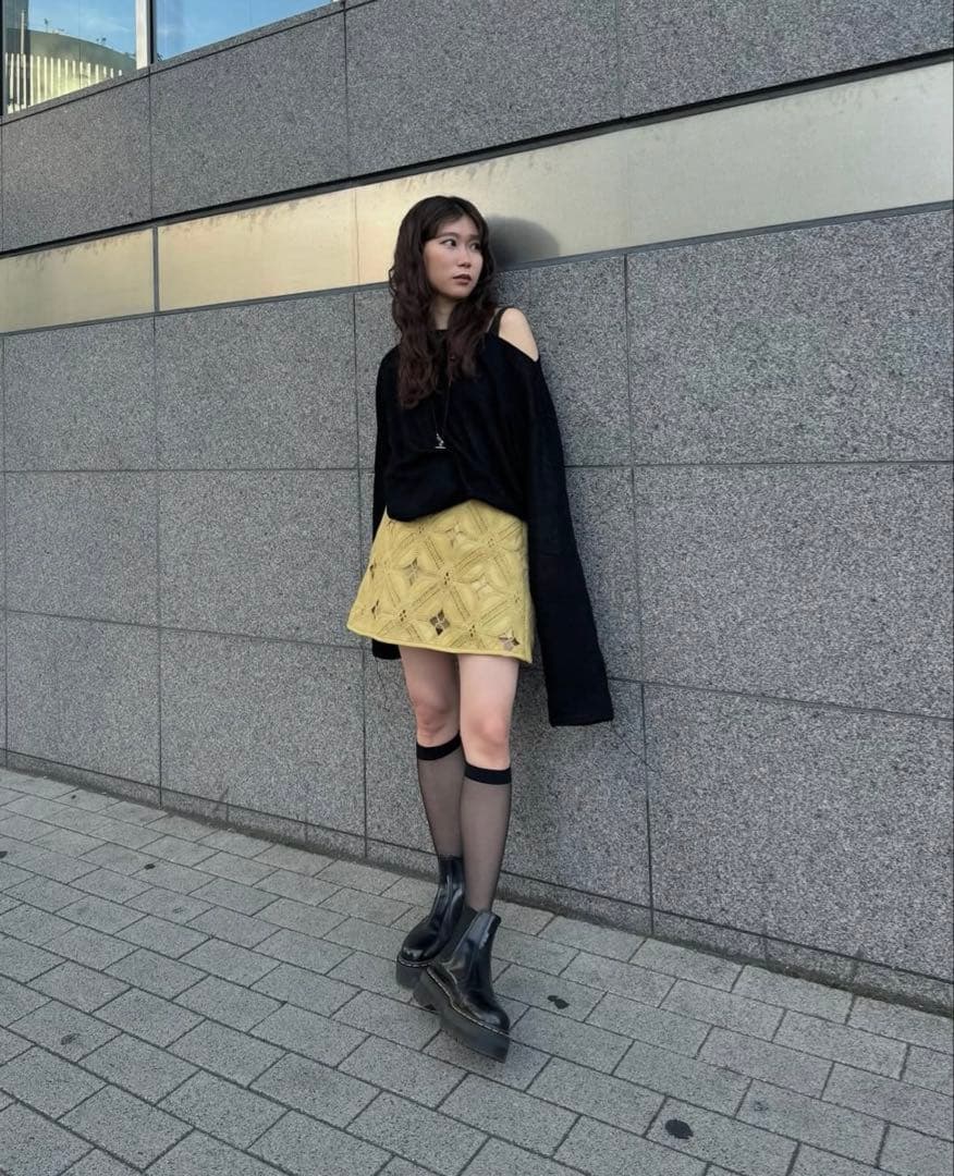 スカート Ameri FAKE LEATHER CUT WORK SKIRT