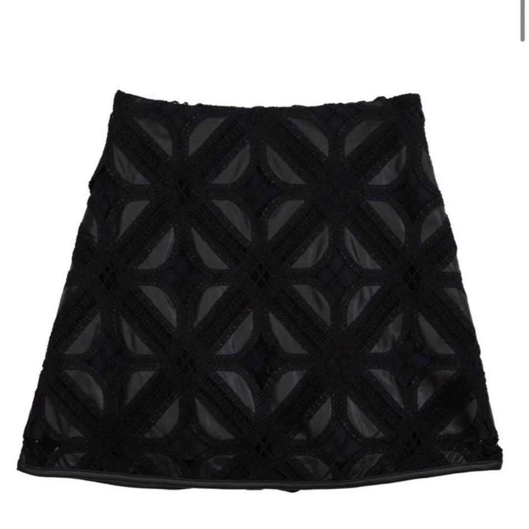 スカート Ameri FAKE LEATHER CUT WORK SKIRT