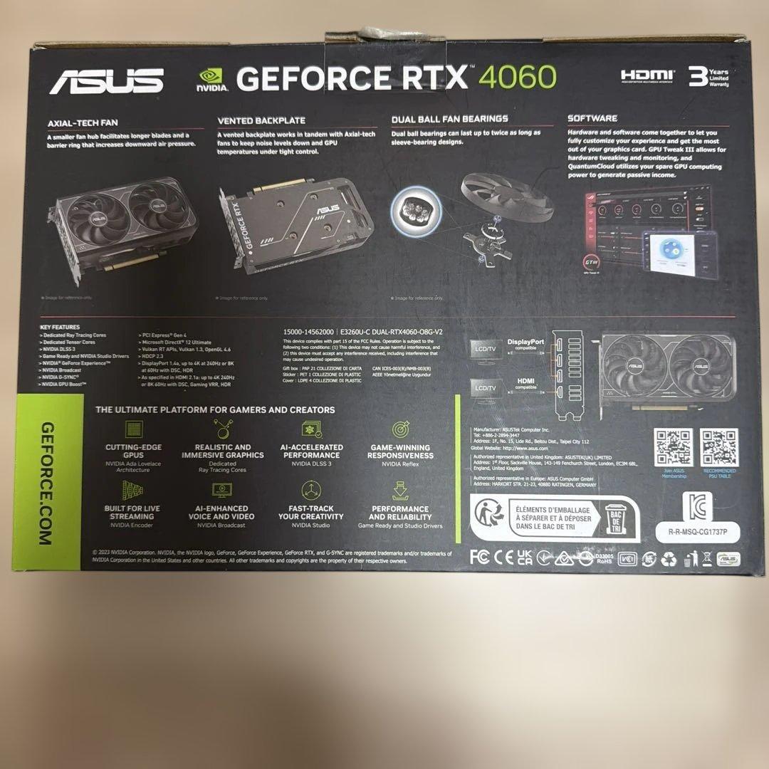 グラフィックボード・グラボ・ビデオカード ASUS GeForce RTX 4060 OC Edition 8GB