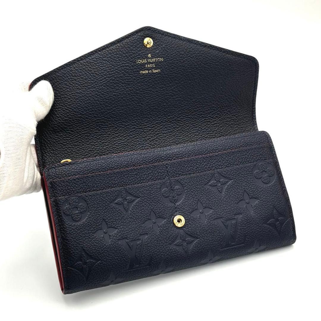 【新型IC】ルイヴィトン アンプラント ポルトフォイユ サラ ネイビー 長財布