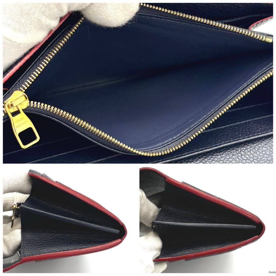 【新型IC】ルイヴィトン アンプラント ポルトフォイユ サラ ネイビー 長財布