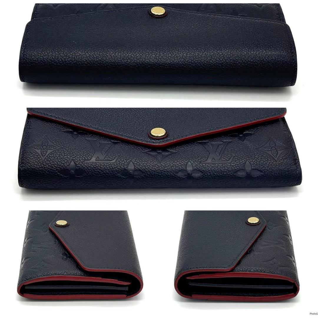【新型IC】ルイヴィトン アンプラント ポルトフォイユ サラ ネイビー 長財布