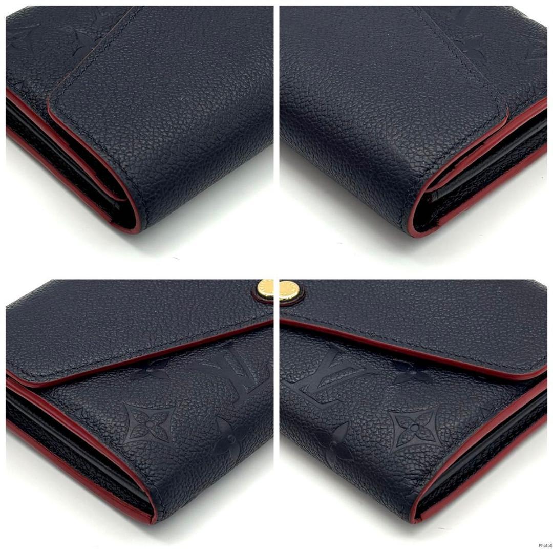 【新型IC】ルイヴィトン アンプラント ポルトフォイユ サラ ネイビー 長財布