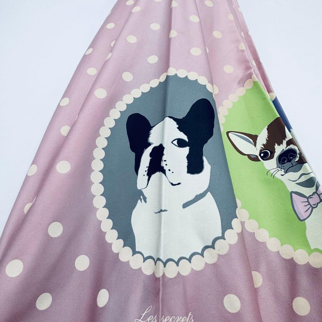 【未使用】LADUREE　ラデュレ　長傘　雨傘 ドット フレンチブルドッグ