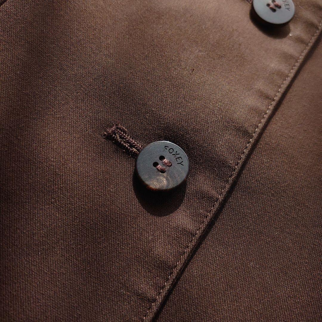 フォクシー シャツワンピース 七分袖 フレア タック ブラウン 40 M相当