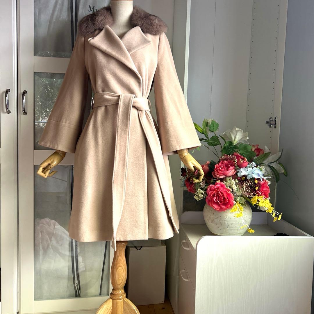 美品　マイストラーダ　上質アンゴラ混　フォックスファー　着心地良いロングコート