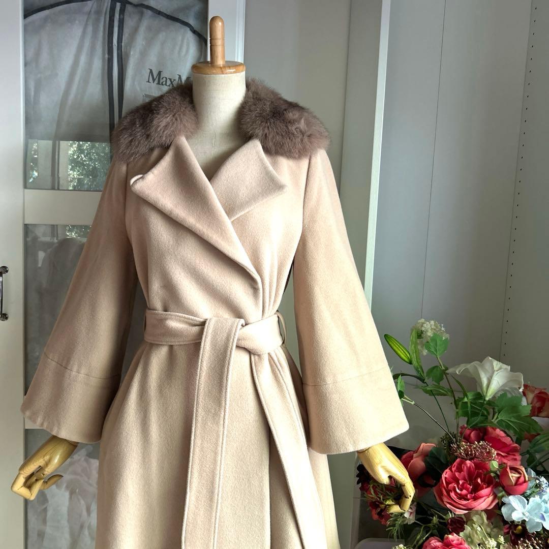 美品　マイストラーダ　上質アンゴラ混　フォックスファー　着心地良いロングコート