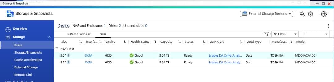外付けハードディスク・ドライブ QNAP TP-231P + 4TBx2