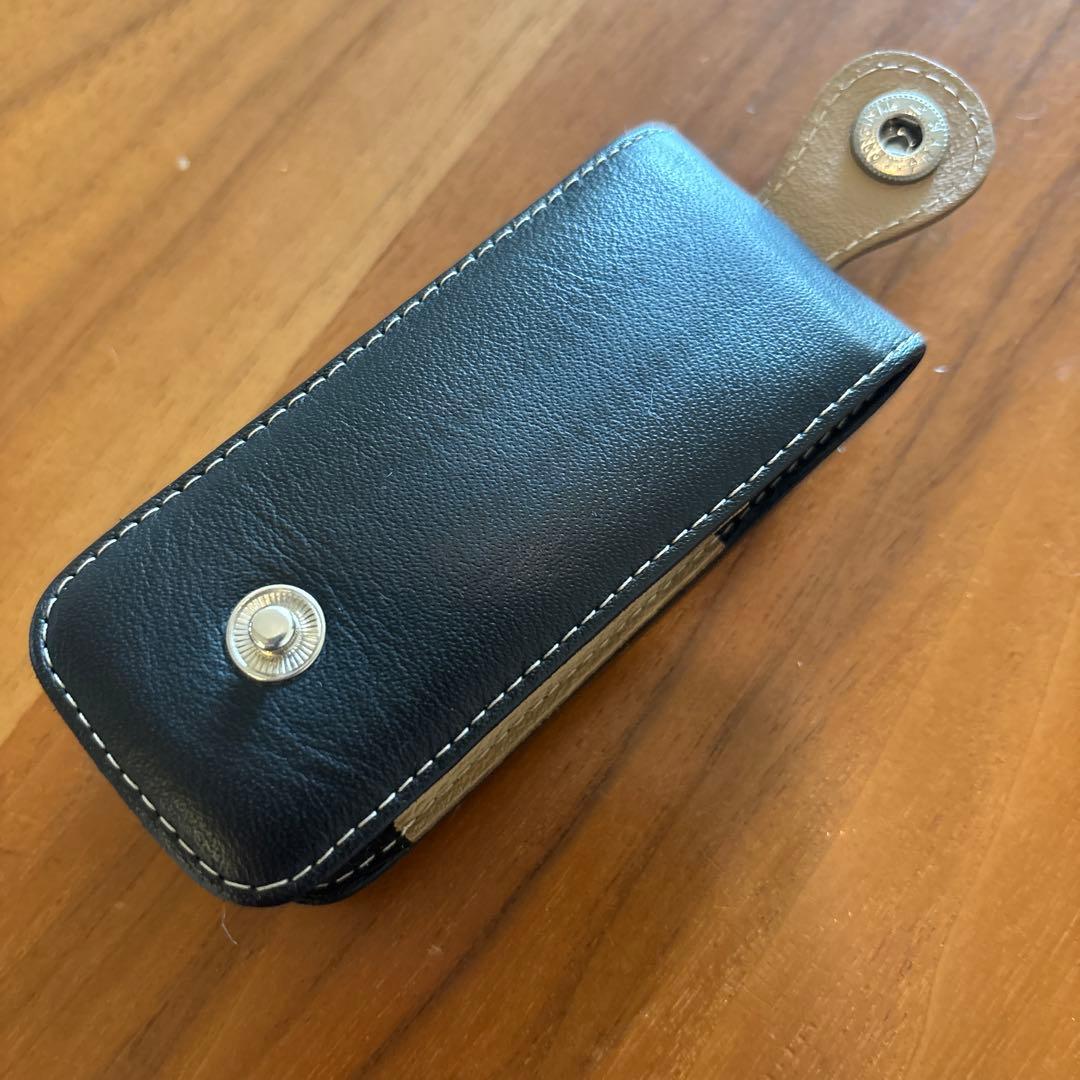 美品　純正　ポルシェ　本革　キーケース　本物　ブラック　レザー　エンブレム