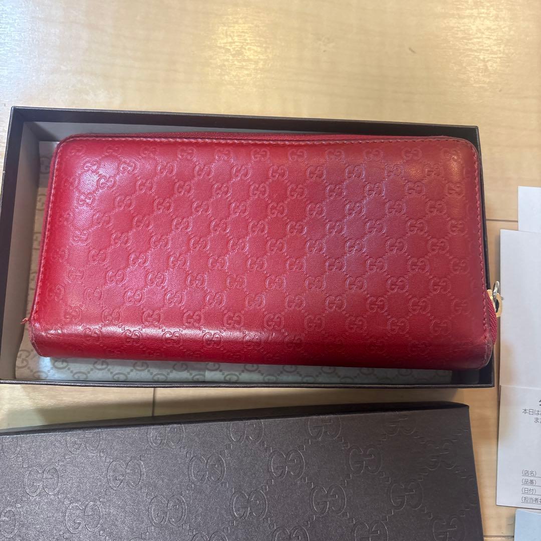 GUCCI グッチ 長財布 マイクログッチシマ レッド 正規品