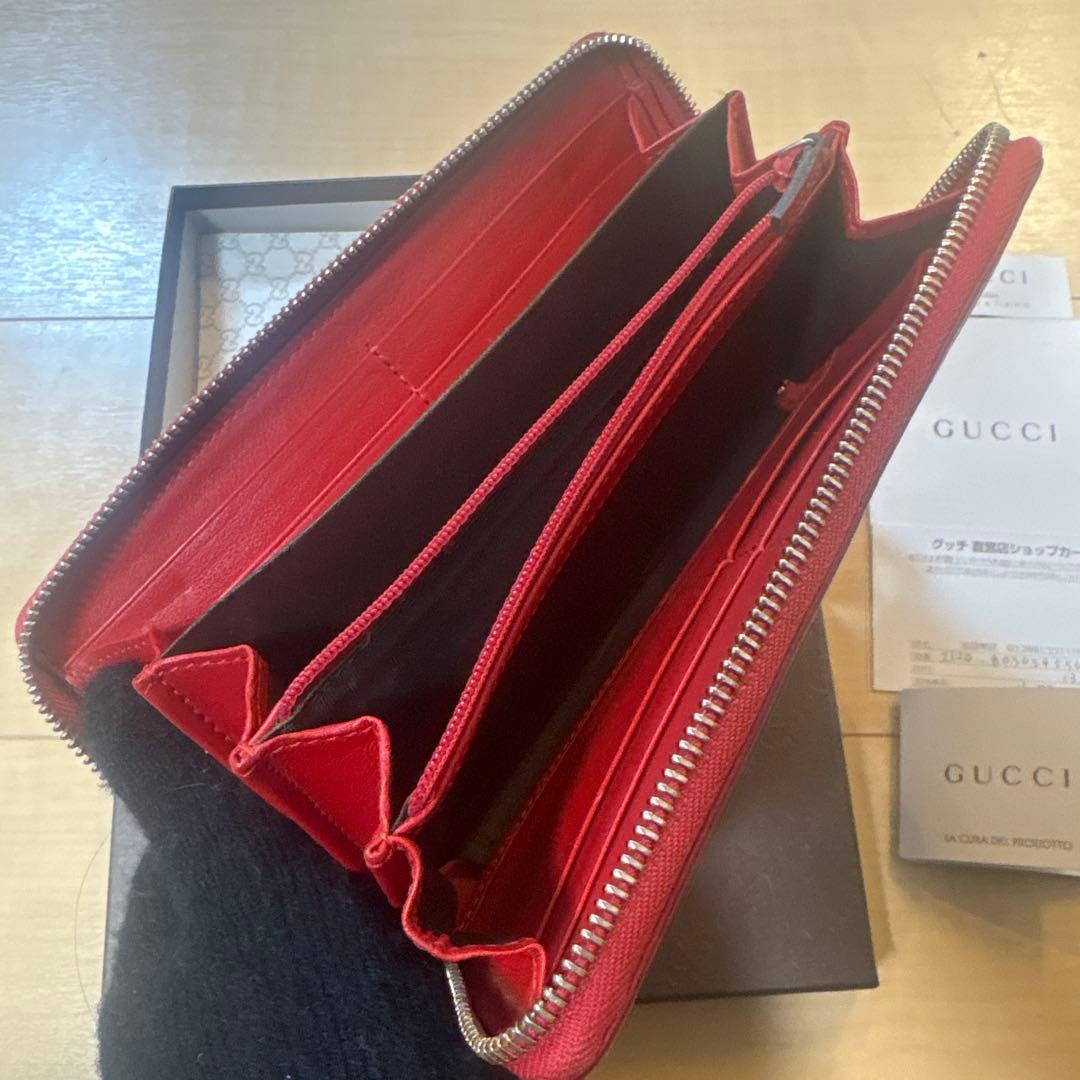 GUCCI グッチ 長財布 マイクログッチシマ レッド 正規品