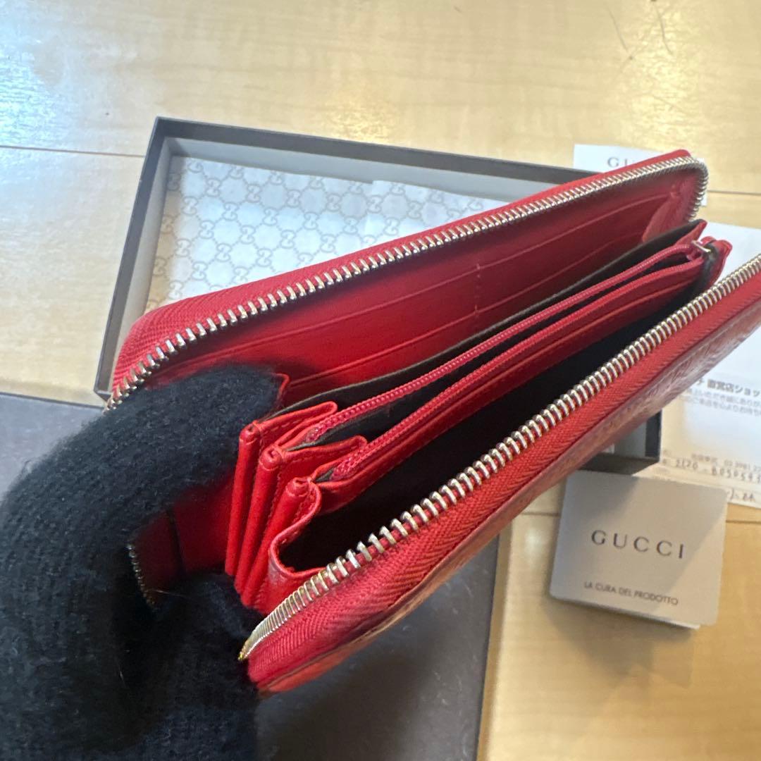 GUCCI グッチ 長財布 マイクログッチシマ レッド 正規品