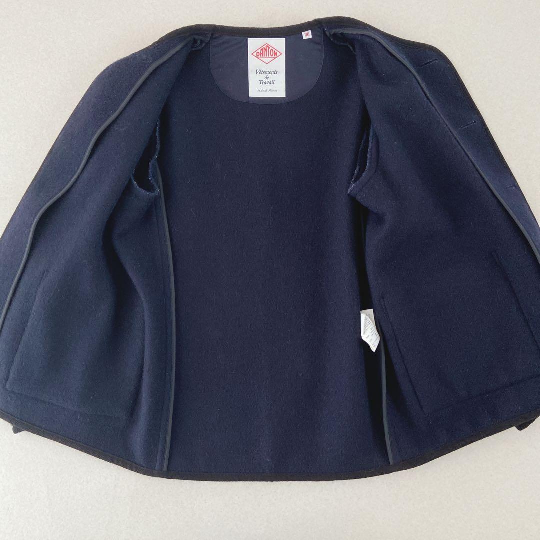 【DANTON】ダントン　近年　ノーカラー　ウールコート　ジャケット　日本製