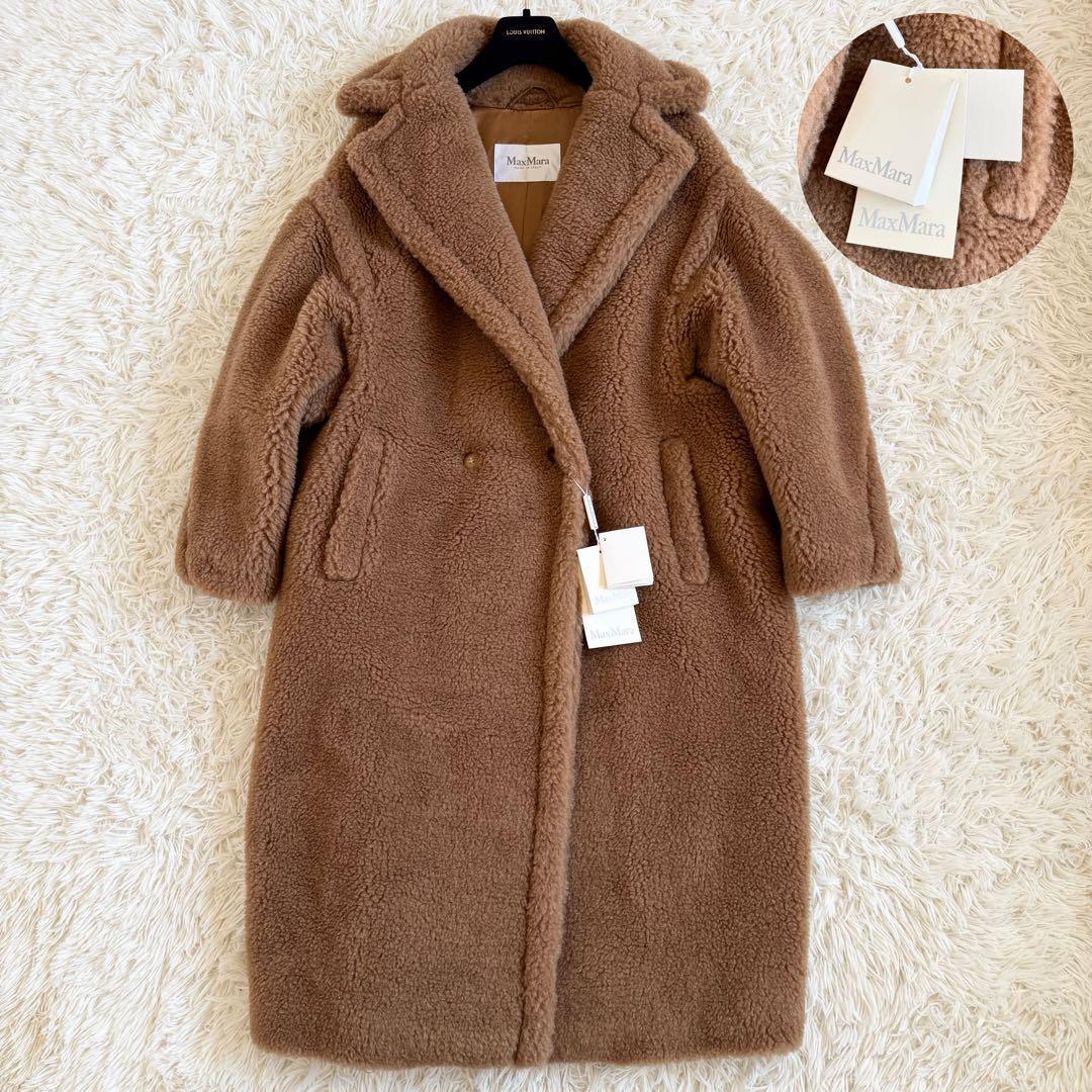 新品タグ付　マックスマーラ　テディベアコート　キャメル88%　M相当　シルク混